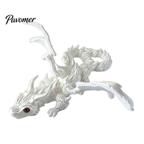 Handheld Fidget Tool 3D Printed Dragon with Wings, Flexible Articulated Winged Toys, Fine Carving Statue Desktop Animals Toy for Stress Relief,