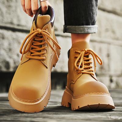 Martin Stiefel Herren High-Top Winter Britischer Stil Amerikanischer Retro Herren Freizeit Lederschuhe Erhöhend Wasserdicht Werkzeugstiefel Rhabarberstiefel