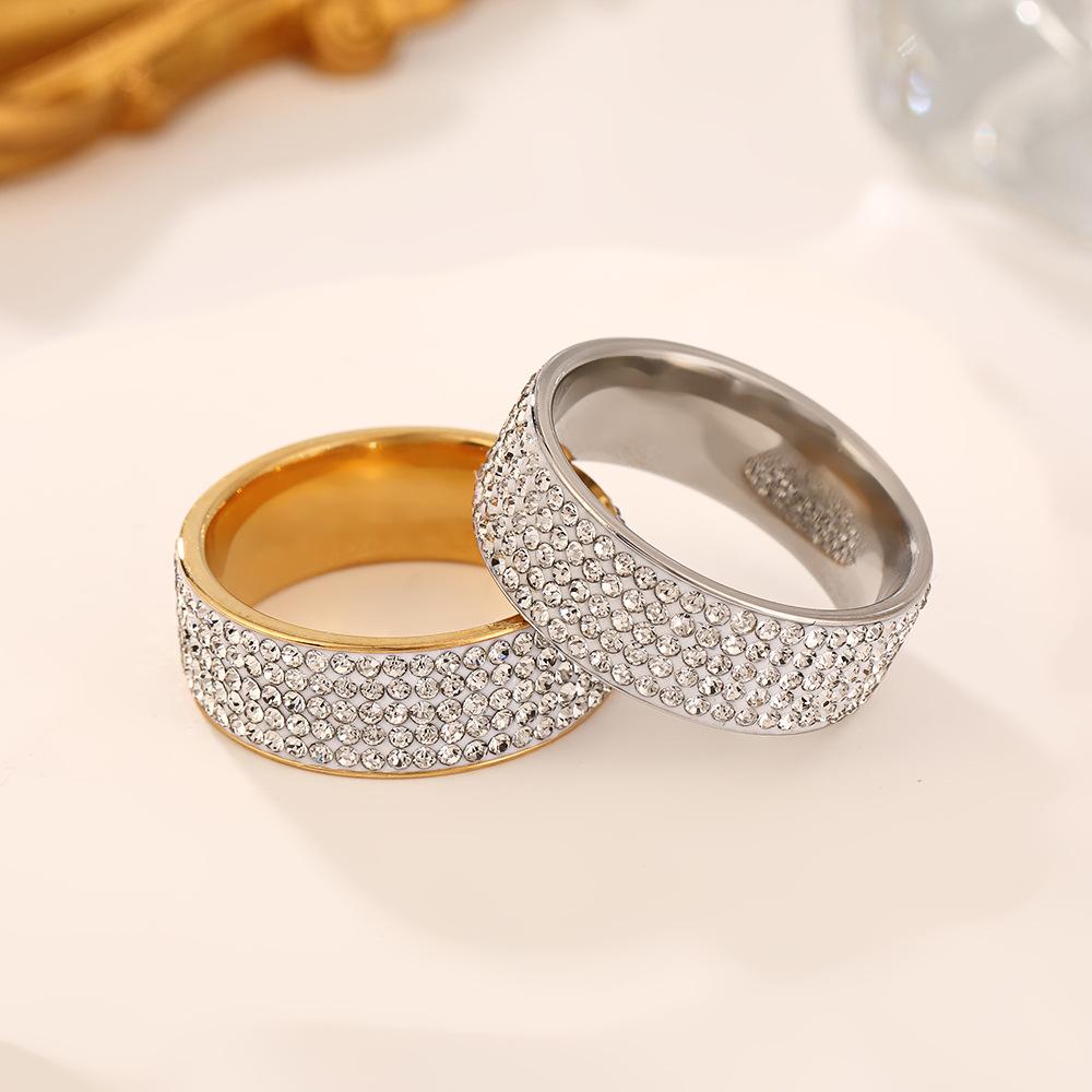 Vintage Retro Style Steel Ring for Women 5 Row Clear Crystal Jewelry Fashion Stainless Steel Engagement Wedding Rings