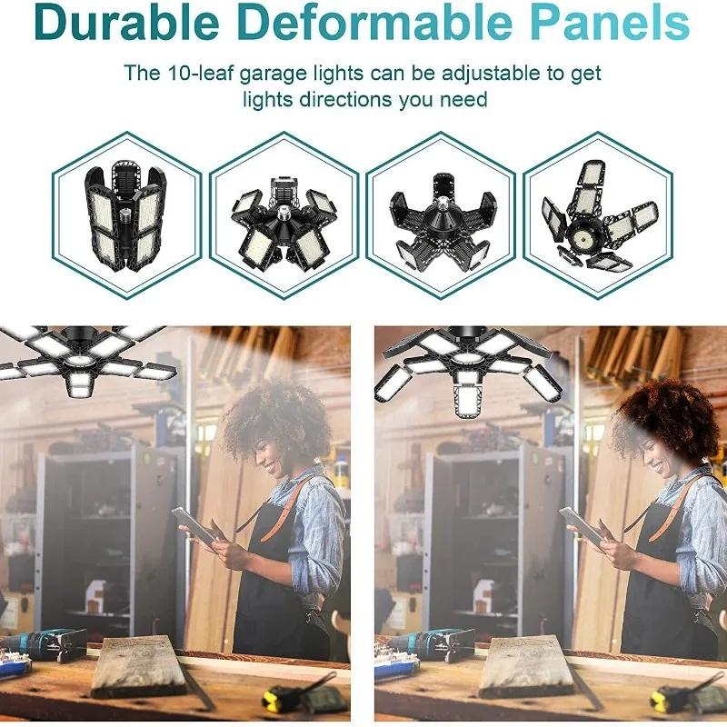 18000LM 150W Foldable LED Bulbs E27 Garage Light Adjustable Multi Panel Market Shop Ceiling Lamp For Workshop Warehouse Lighting