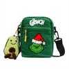 Grinch Christmas Canvas Mini Crossbody Bag With Zipper And Internal Storage For Daily Outings