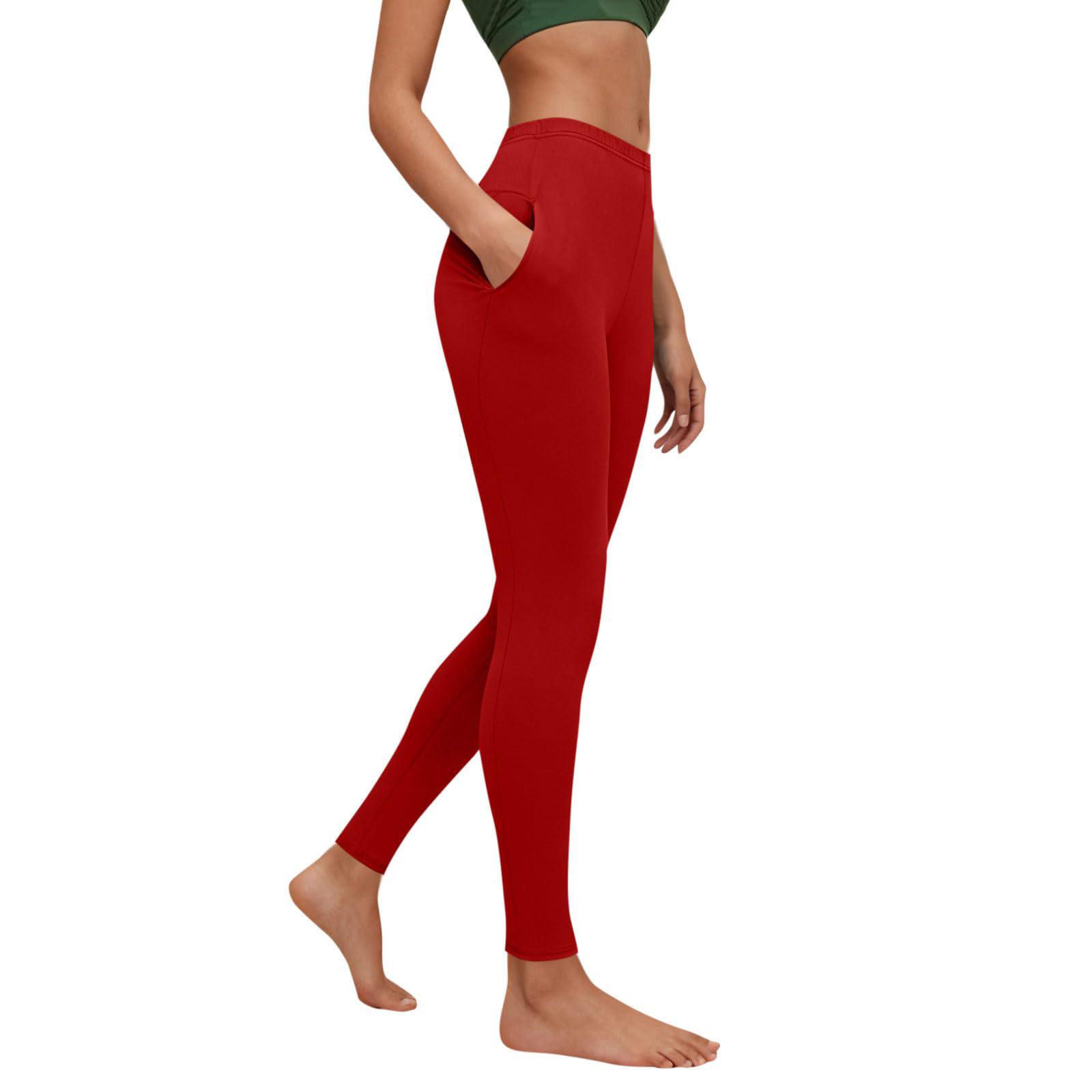 

Women s Leggings, Slim-fit Yoga Pants With Elastic Waist And Pockets, Long Pants XXL червоний