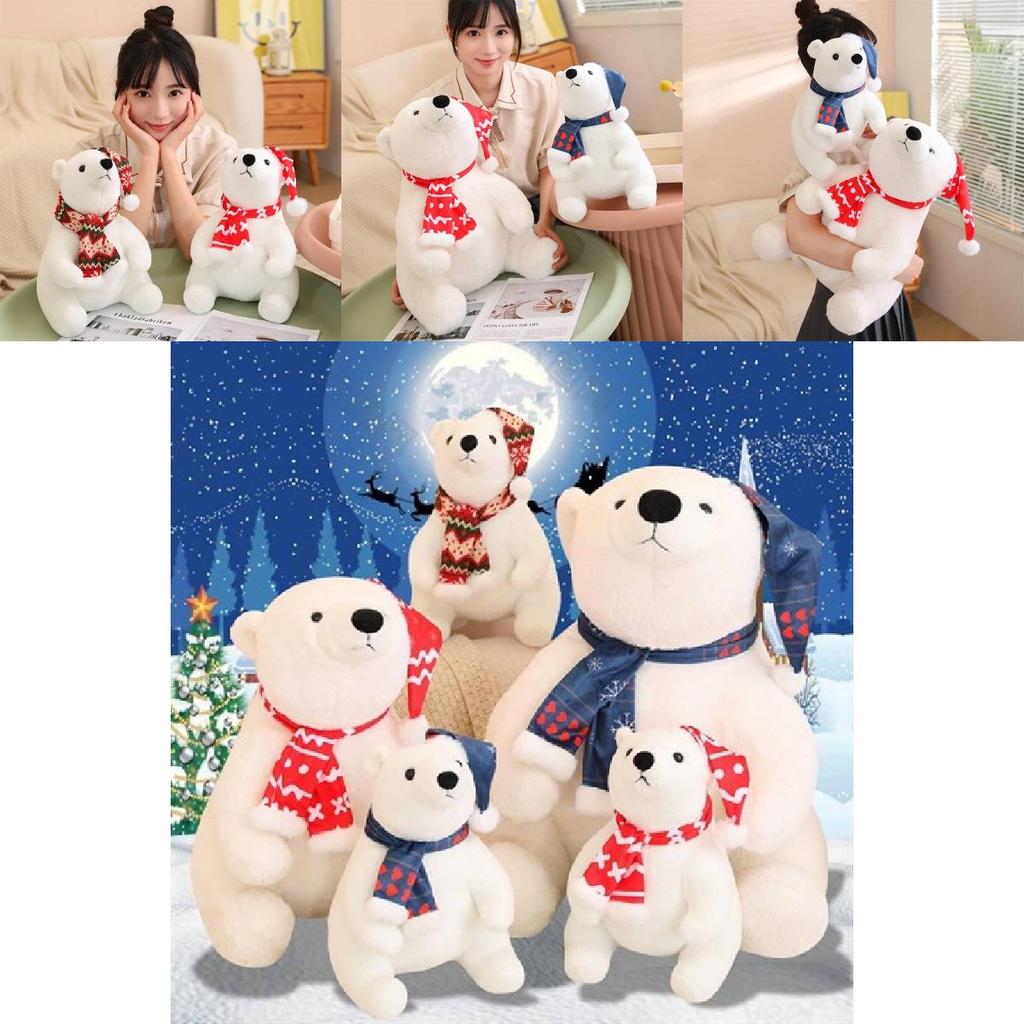 Polar Bear Plush Toy Christmas Edition With Short Plush For Kid And Holiday Gift