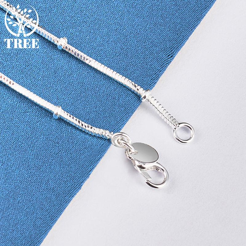925 Sterling Silver 2mm Snake Bone Bead Chain Bracelet Jewelry