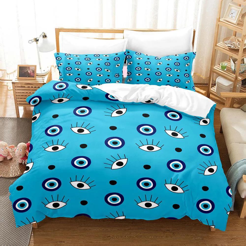 Hip Hop Turkish Evil Eye Bedding Set Single Twin Full Queen King Size Aldult Boys Man Bedroom Duvet Covers Sheet Set