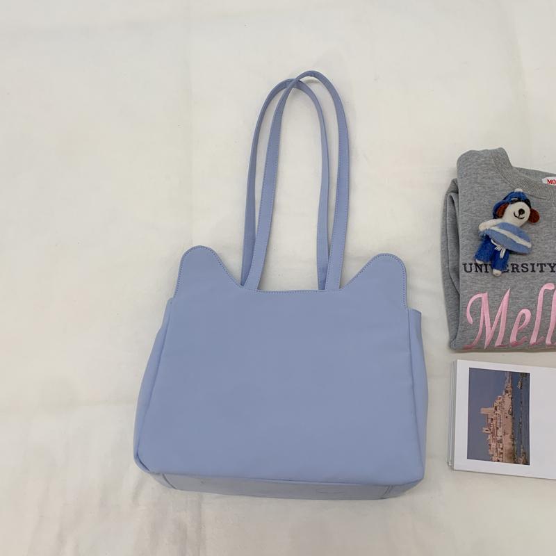 Fashion New Design Large Capacity Cartoon Cat Embroidery Tote Shoulder Bags Women Students Daily Commute Shopping School Bag