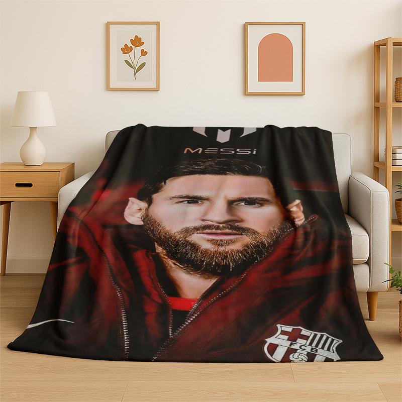 

Goat M-Messi Football Sport Star Flannel Blanket Soft Warm Throw Blanket for Bedroom Living Room Bed Travel Camping Picnic Kid 75x90cm