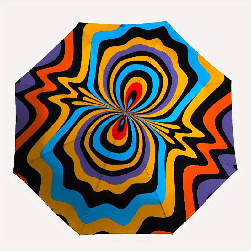 

1pc Psychedelic PatternAutomatic Folding Umbrella, Portable & Foldable Design with 8 Ribs, Casual Outdoor Accessory yy250804157
