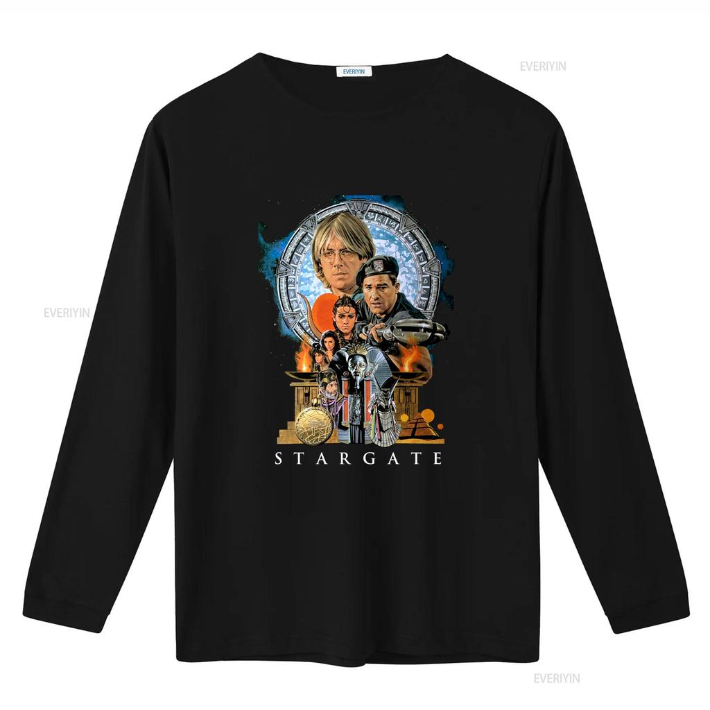 Stargate Sci Fi Movie Black T Shirt with Iconic Characters Design Size S 5XL Vintage Washed Fashion Top For Everyday Wear