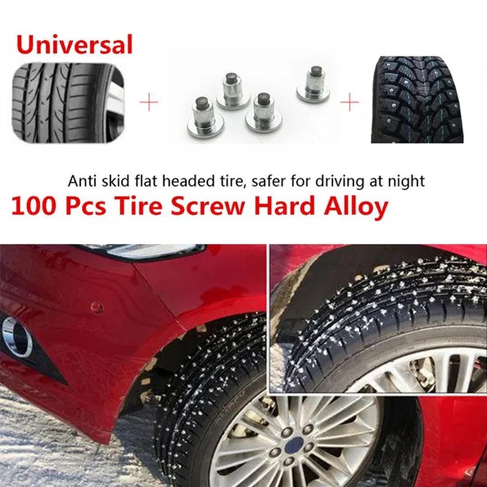 Tire Studs Kit - 100 Pieces Screw Spikes for Snow/Ice