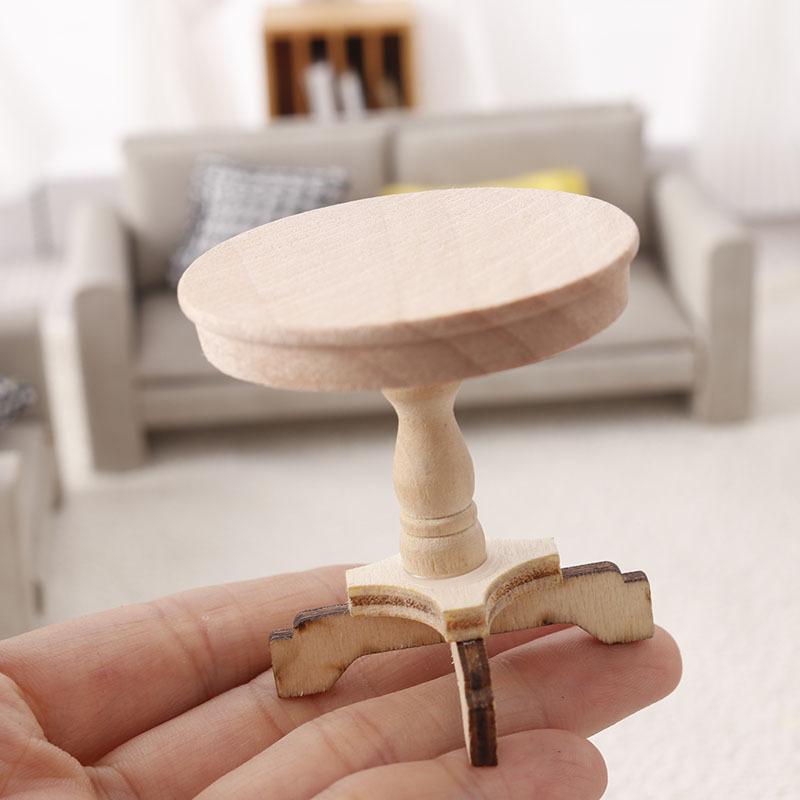 1:12 Dollhouse Miniature Coffee Table Small Round Table Original Wood Table Furniture Home Model Decor Toy Doll House Accessorie