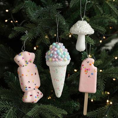 Neuer Schaumstoff-Eiscreme-Anhänger Bunte DIY-Dekoration Weihnachts-Harz-Anhänger Weihnachtsbaum-Dekoration Neujahrsparty