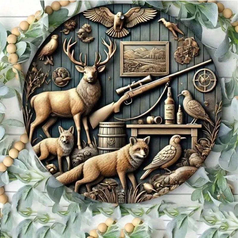 Hexenbesen Halloween Schild, Runde Aluminium Wandplakette 20x20cm