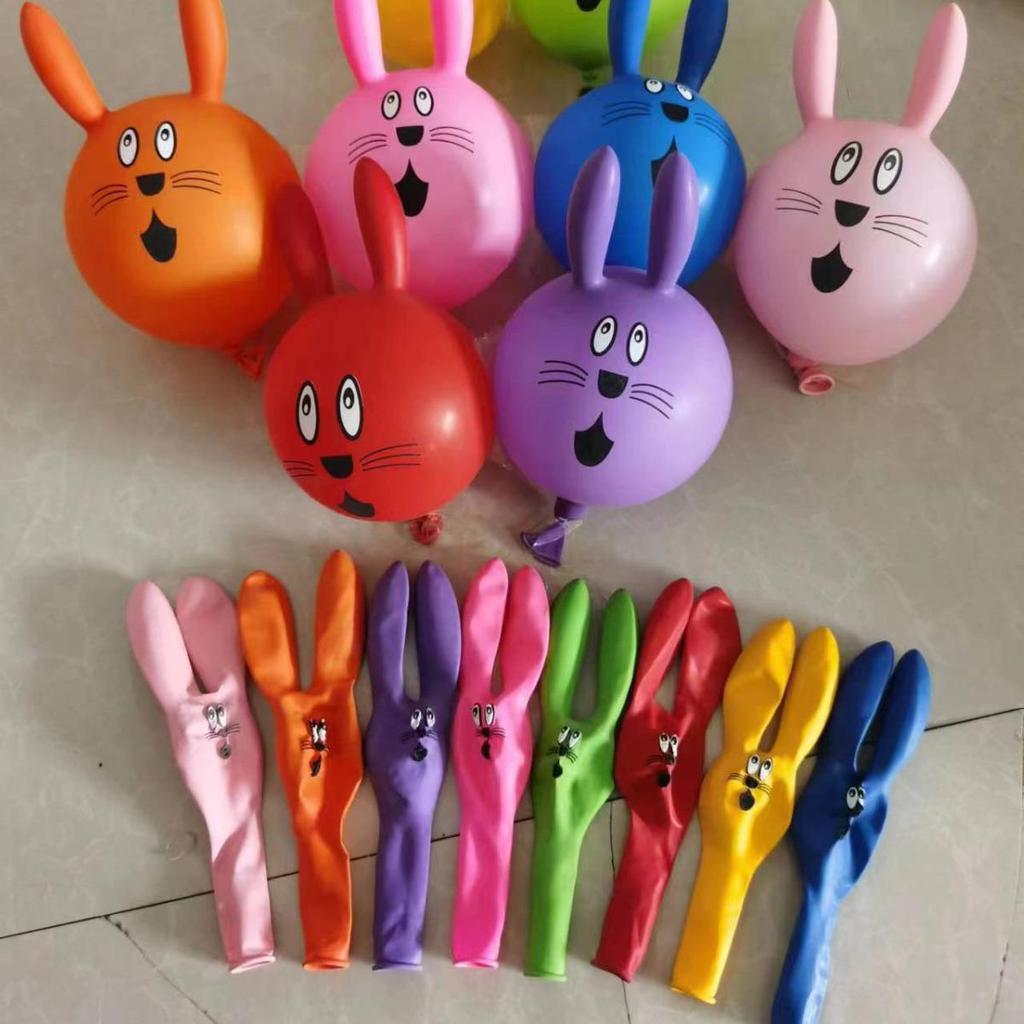 Zesílené 4g Balónky Králík s Velkou Hlavou pro Děti - Vícebarevné, Nepravidelný Tvar, Kreslený Styl