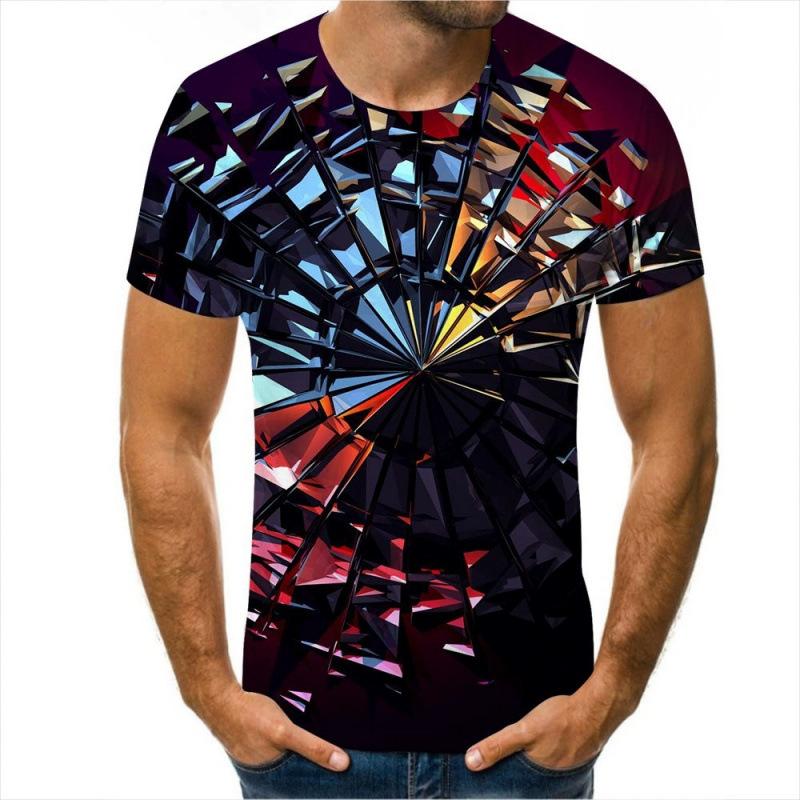Digital Water Ice Cubes Abstract Image 3D Printed Men's Short Sleeved T-shirt Trend Shirt