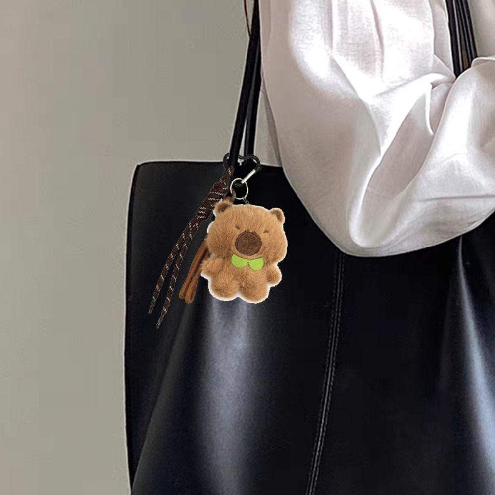 Soft Plush Capybara Keychain Fluffy Kapybara Key Chain Capybara Plush Doll Pendant  Children Girl