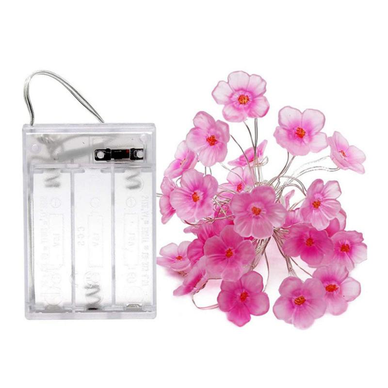 20LEDS Cherry Blossom Light Fairy String Night Lights Pink Flower String Lamps Battery Power For Christmas Garland Decoration