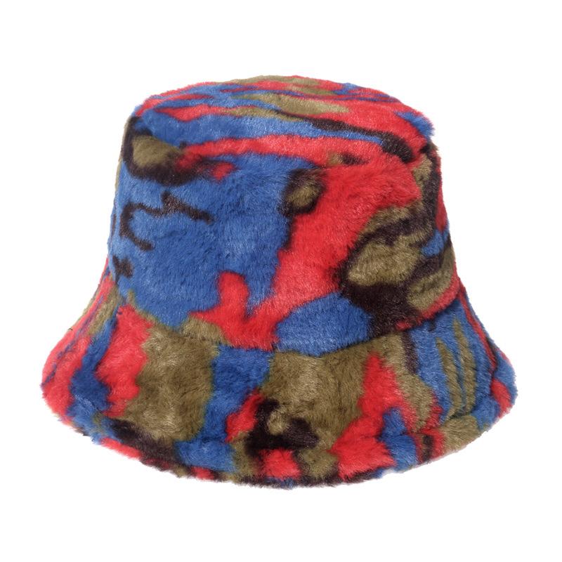eBay European and American tide colorful graffiti color printing plush hat thermal hat bucket hat women winter