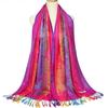 Popular Colorful Cashew Tassel Shawl for Women Ethnic Style Gradient Embroidery Scarf