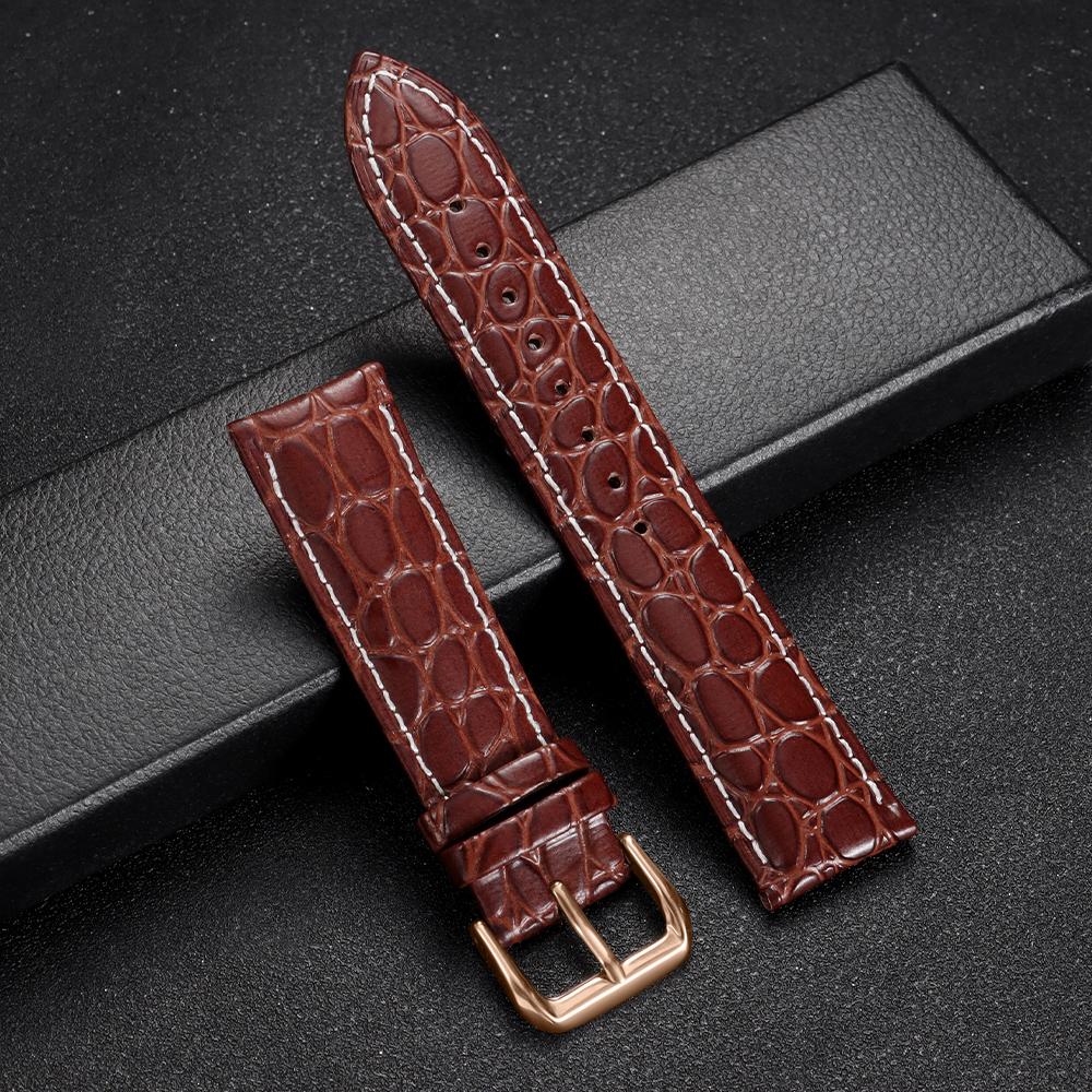 Crocodile Pattern Design Leather Watchband 12/14/16/17/18/19/20/21/22/24mm Soft Watch Straps Men Women Casual Business Wristband