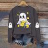 Women's Fashionable Casual Long-sleeved Halloween Printed Round-neck Top