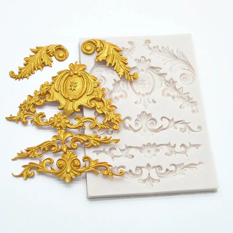 2PCS Style Silicone Cake Mold Retro Photo Frame Fondant Sugarcraft Chocolate Baroque Cake Decor Tools Clay Gumpaste Mould