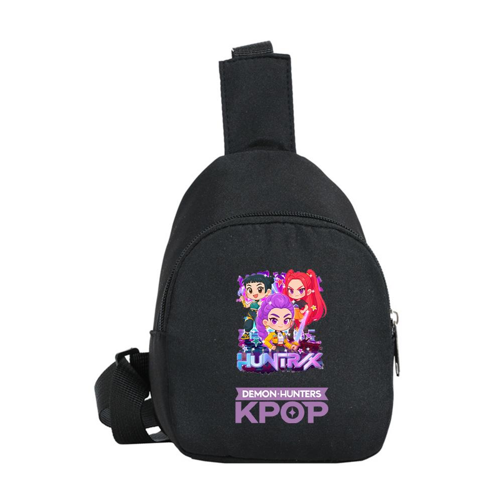 Anime Cartoon K-Pop Demon Hunters Printed Kawaii Chest Pack for Boy Girl Shoulder Bag Student Portable Crossbody Pouch Kid Gift