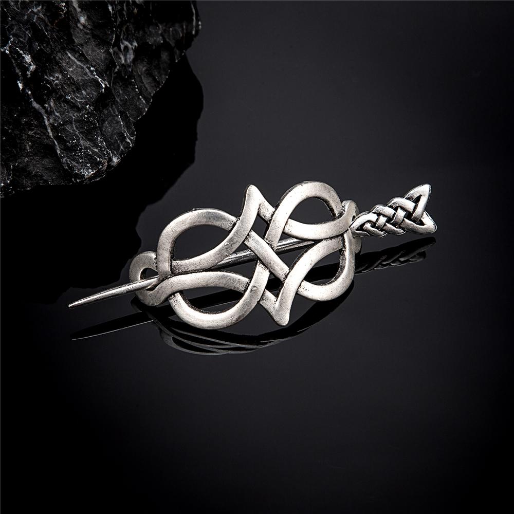 Wikinger keltische Knoten Haarspangen Nordische Runen Haarnadel Retro minimalistischer Haarschmuck für Damen Mädchen Heidnischer Schmuck black