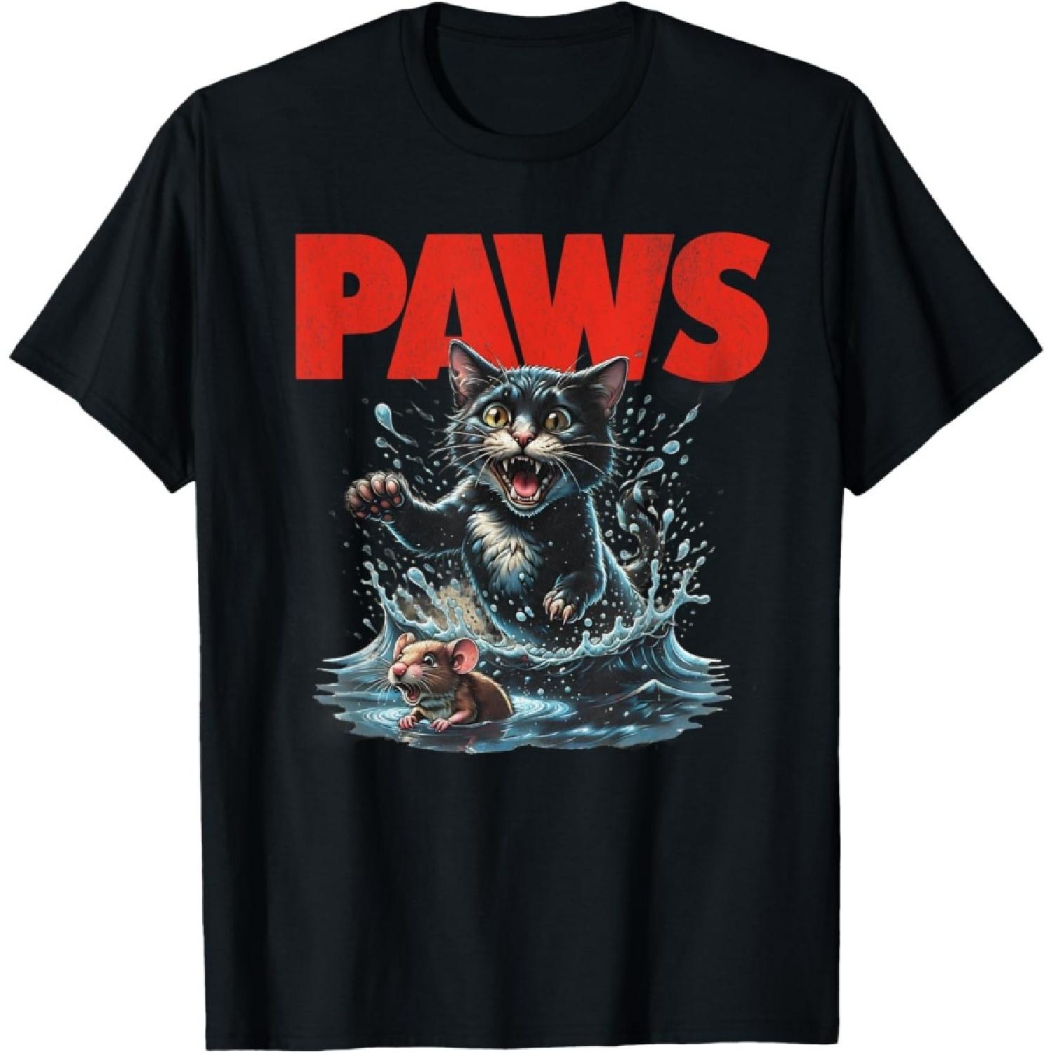 PAWS – Funny Cat Parody Cat and Mouse T-Shirt S