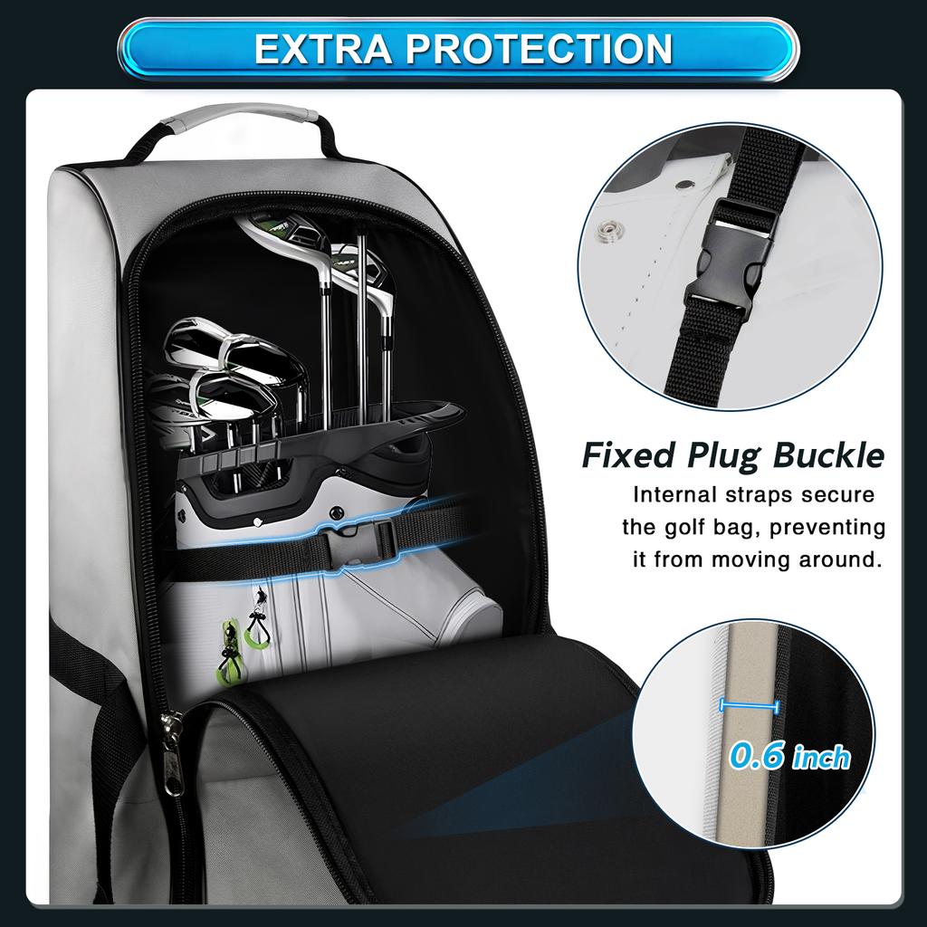 Golf Travel Bag 900D Polyester Oxford Wear-ResistantExcellent Zipper with WheelsGolf Travel Cover