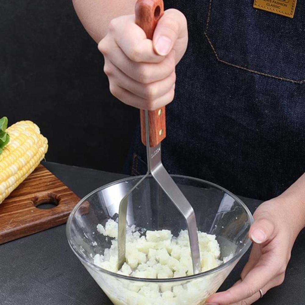 Kitchen Garlic Manual Heavy Duty Stainless Steel Cooking Tool Potato Masher Press Crusher Pusher