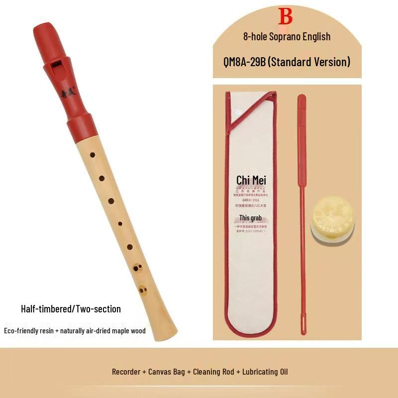 Chime Soprano Recorder: Half-Wood, Six/Eight-Hole, German/English Fingering, for Adults & Children.