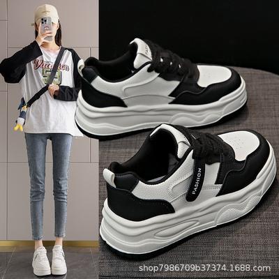Muffin Platform Women's Shoes Panda Little White Shoes 2024 New Autumn and Winter Velvet Casual Sports Board Shoes Casual Versatile