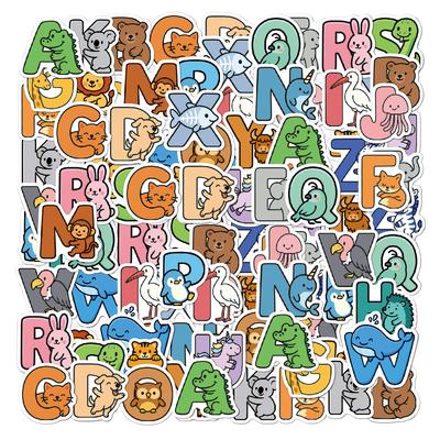 Cartoon Animal Letter Stickers 104 Water Cup Stationery Storage Box Lunch Box Name DIY Gift Cartoon Stickers