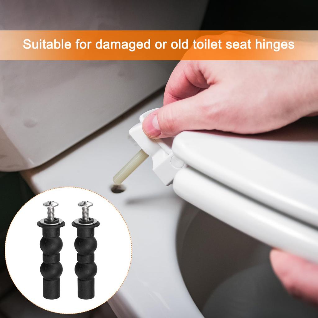 Uxcell Toilet Seat Hinge Screw Expansion Rubber Bolt Top Nut Set for Top Mounted Toilet Seat Hinge Toilet Seat Replacement Parts Kit Washer Diameter