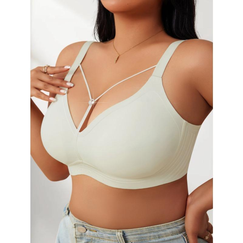 Plus Size Women Seamless Gathering Anti Sag Comfortable Large Bust Bra 1XL