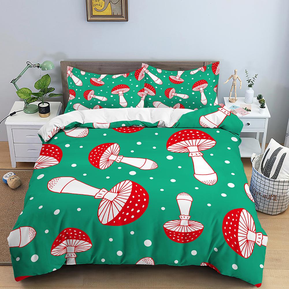 Sada ložního prádla s houbami Psychedelická měkká sada povlaku na přikrývku Fialový povlak na přikrývku Plná Velikost King Queen 2/3ks Polyesterový povlak na přikrývku