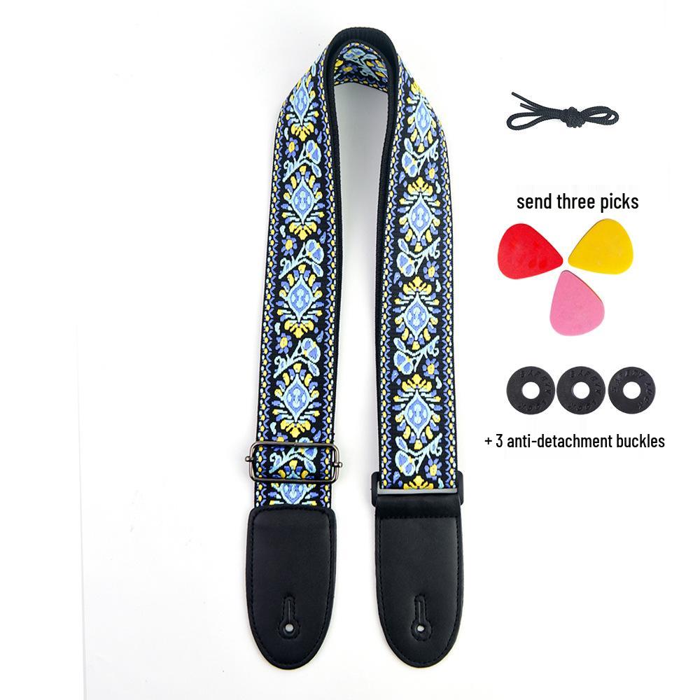 Thick Embroidered Universal Guitar Strap for Acoustic, Electric, and Wooden Guitars