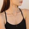 Long tassel necklace Trendy round steel bead necklace 18K gold-plated stainless steel jewelry women