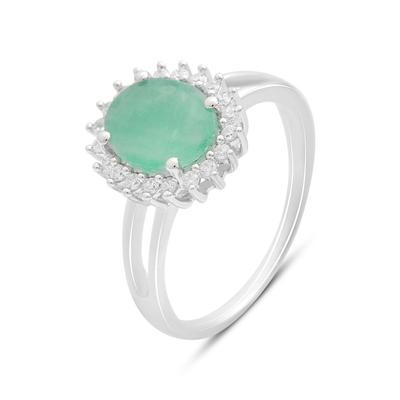 Silver Ring with a Natural Emerald 2.836ct, Cubic Zirconias, Item Weight 3.28 G (2163398)