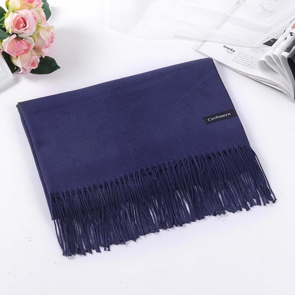 Wool Scarves Winter Neck Scarves Tassel Pure Color Shawl Simple Scarf  Outdoor