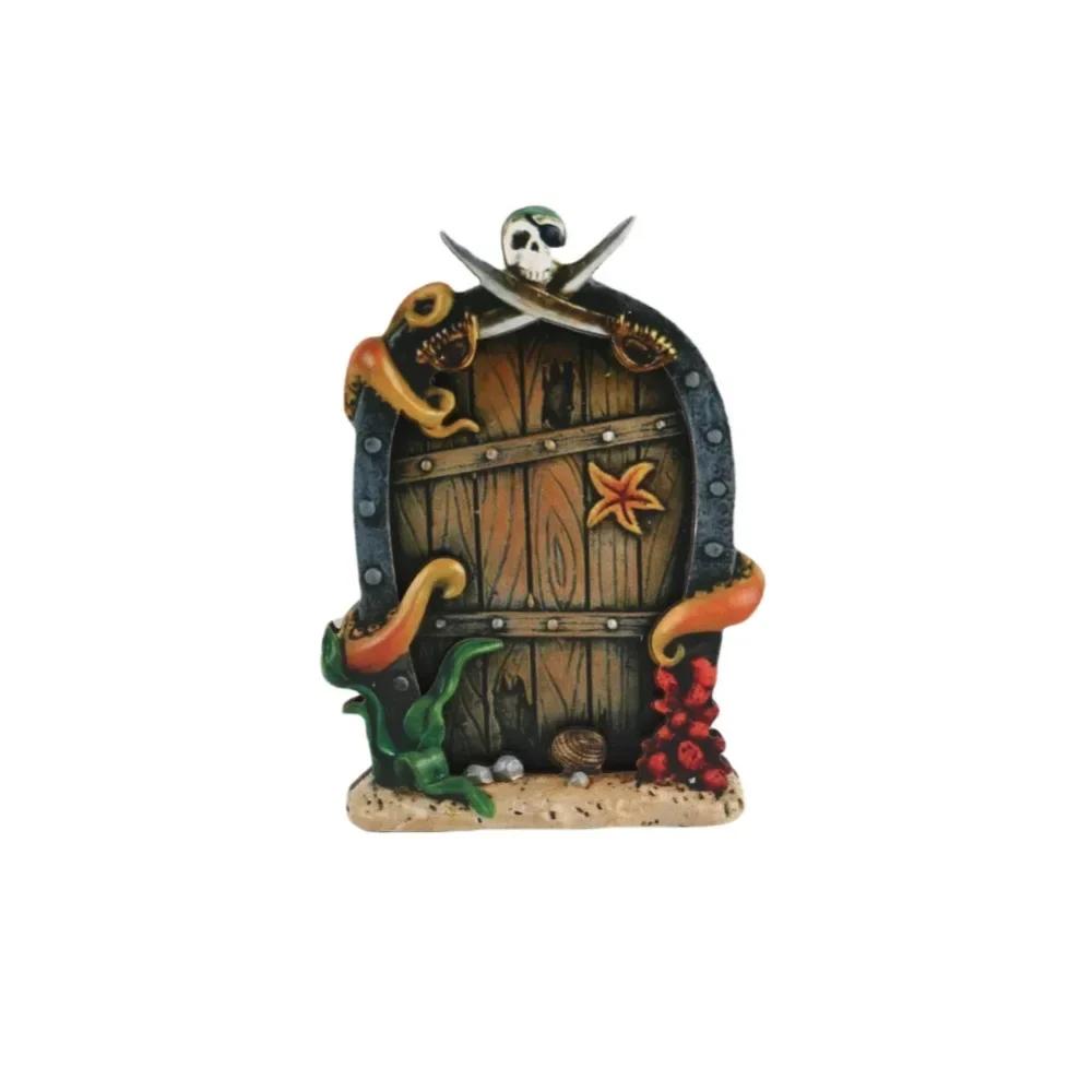 Graverad Design Trä Miniatyr Älva Tomte Älvdörr Fönster Dörr Figurer Gräsmatta Prydnad Trädgårdsdekoration Utomhus Barnpresent