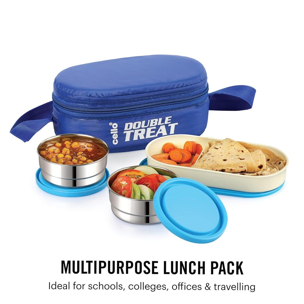 Leakproof Stainless Steel Lunch Box For Office Use With Insulated Jacket And Spoon Set  Compact, Airtight, Easy-To Carry Tiffin For Adults