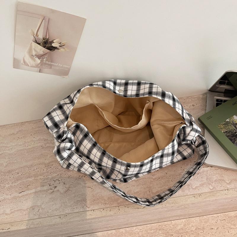 Underarm Bag Women's Large Capacity Plaid Tote Bag Commuter Shoulder Bag