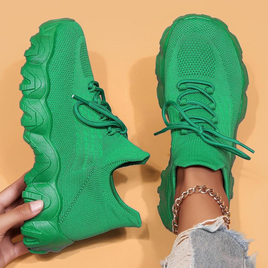 Różowe Sneakersy Wiosenne Damskie Buty Codzienne Oddychające Siateczkowe Sneakersy dla Kobiet Platforma Wsuwane Dzianinowe Skarpety Sneakersy Panie