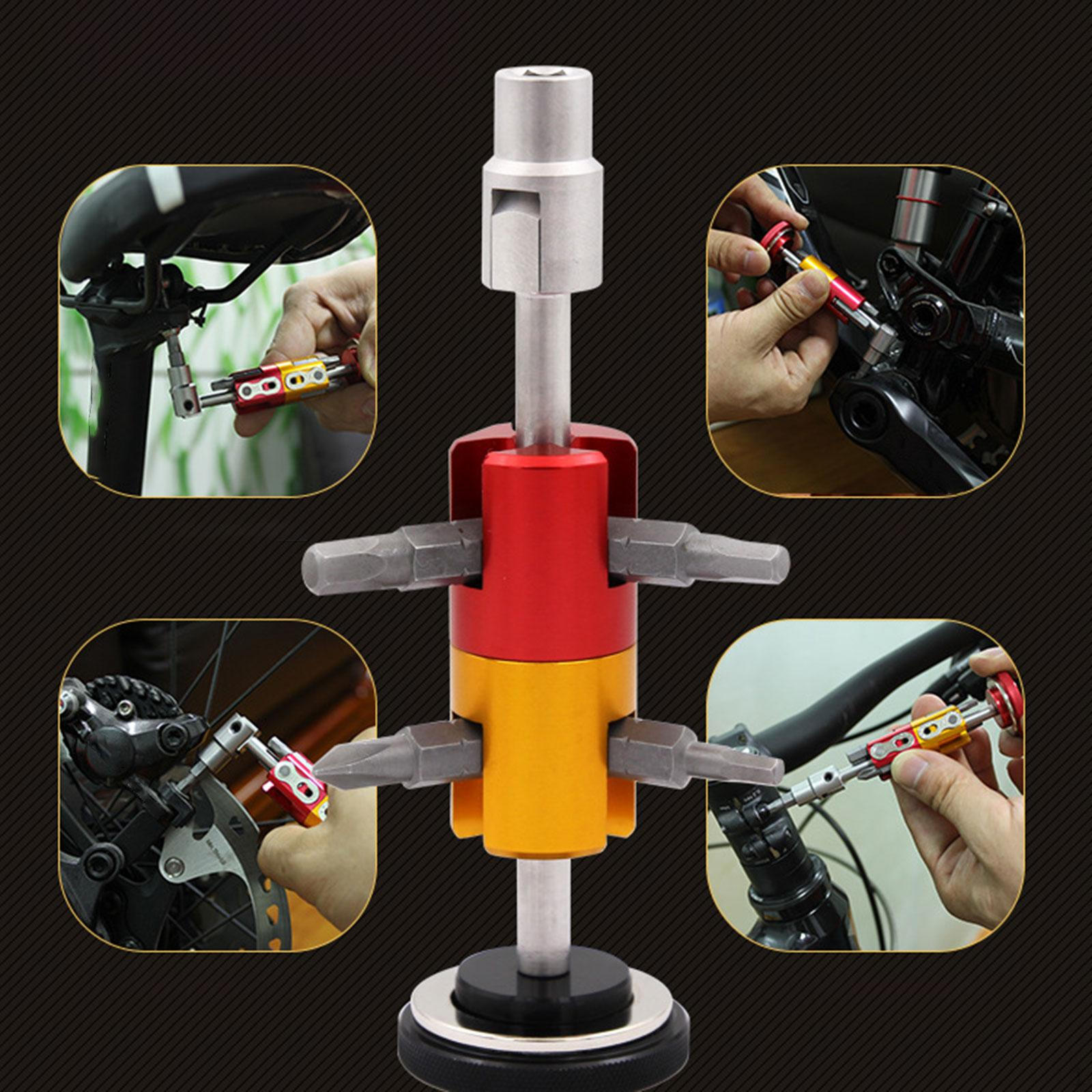 

Bike Wrench Multi Tool Accessory 6 in 1 Design Sturdy Aluminum Alloy Repair Attachment чорний