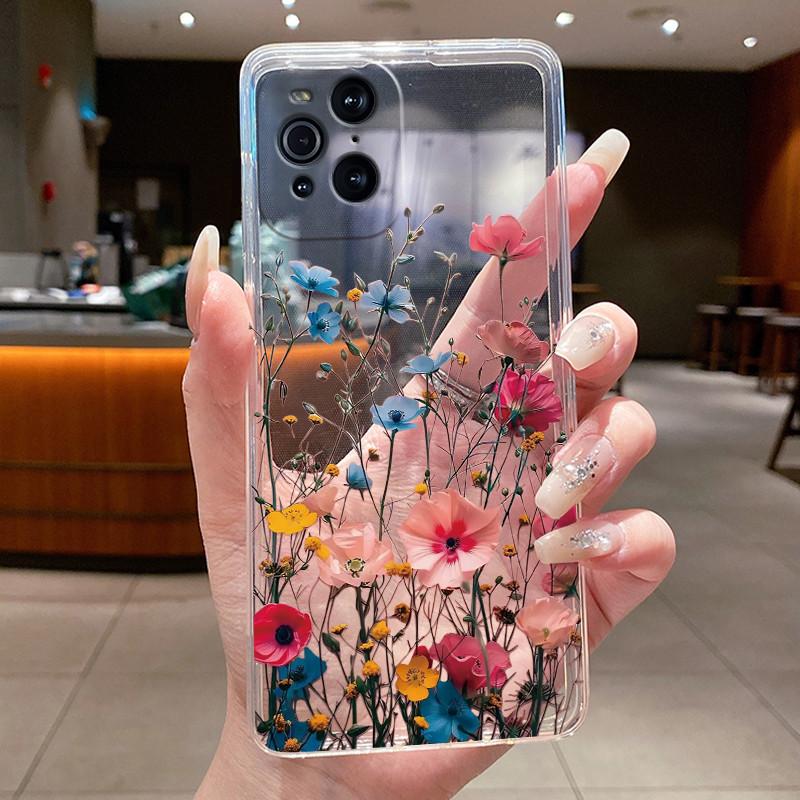 Phone Case For OPPO Find X3/Find X3 Pro Butterfly Bow Protective Casing Transparent Soft Silicone TPU Cover