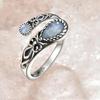 Moonstone Style 4 Vintage Spoon Shape Open Adjustable Ring for Women Men, Boho Statement Band Jewelry