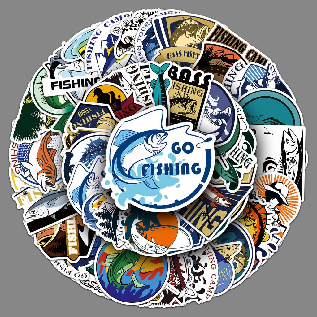 50 Rybářské Graffiti Samolepky Personalizované Kreslené Venkovní Dekorace Samolepky na Vodní Pohár Kufr Rybářský Box