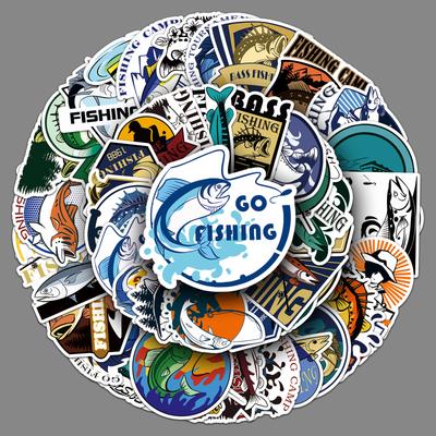 50 Fishing Graffiti Stickers Personalized Cartoon Outdoor Decoration Water Cup Suitcase Fishing Box Stickers